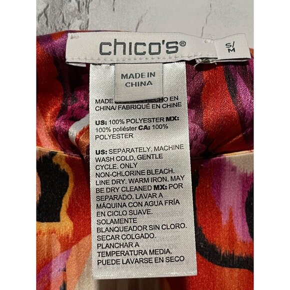 Chicos Boho Chic Abstract Paisley Kimono Top Vibrant Multicolor size small - Picture 7 of 8